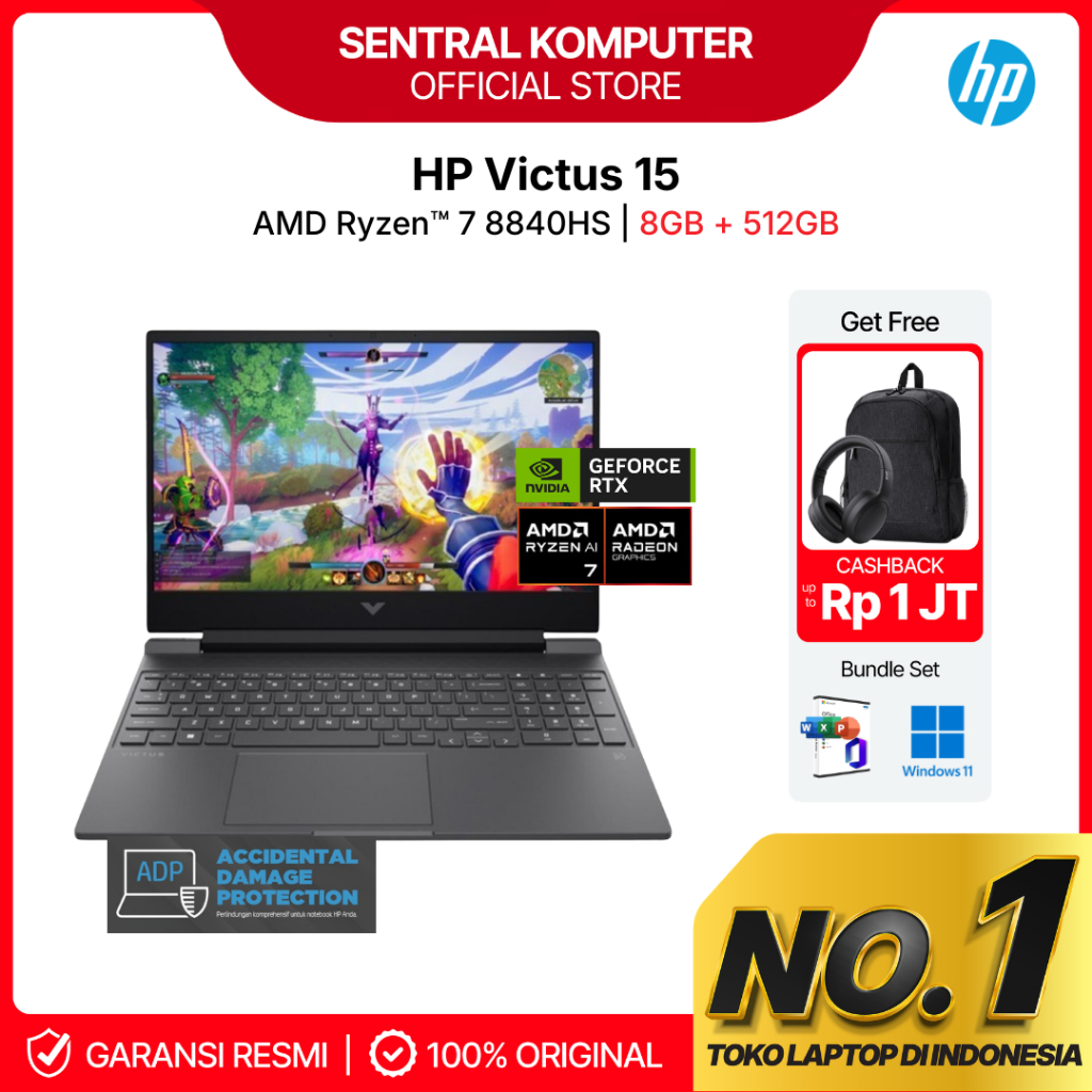HP Victus Laptop 15 AMD Ryzen 7 8845HS RTX 4050 8GB 512GB IPS 144Hz