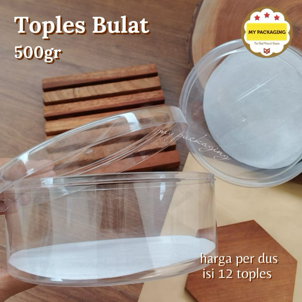 1 Dus Toples Kue Kering Bulat NASTAR 500 Gr - Toples KCS Bulat 500gr - isi 12pcs