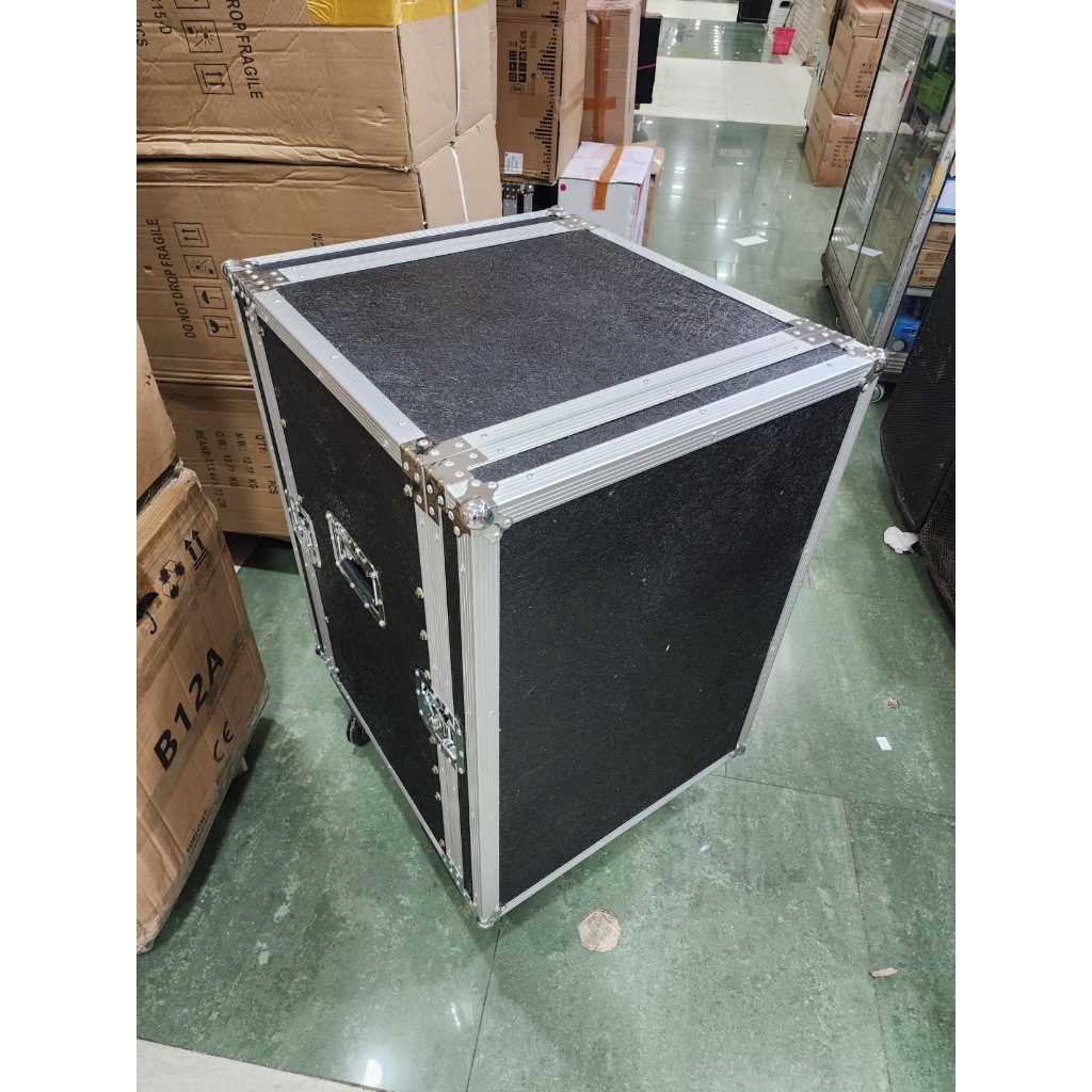 Box Hardcase Rack 16U / 16 U – BAHAN KAYU hitam fiberglass untuk sound system
