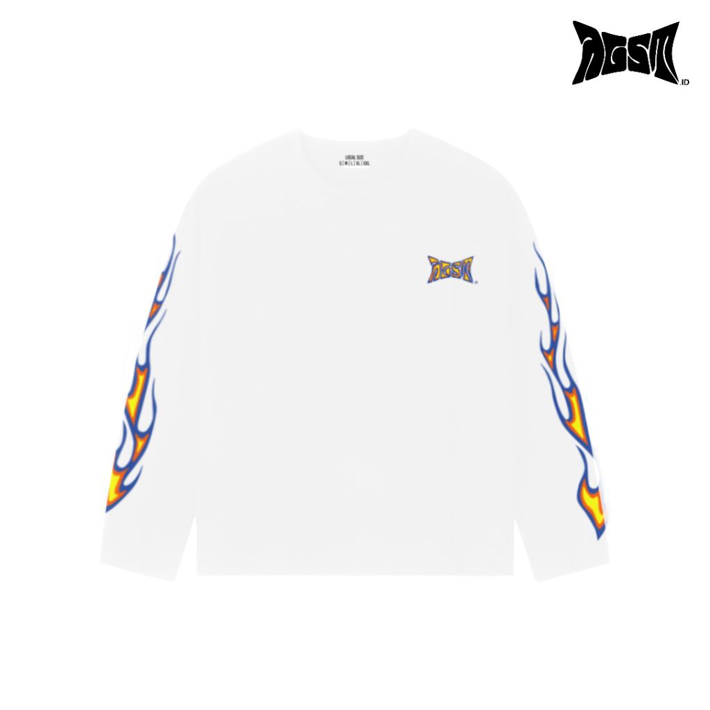 AGASTOR.ID | T-shirt Boxy Longsleeve Men And Women Color T-shirt Black & White Fire Is Not Eternal