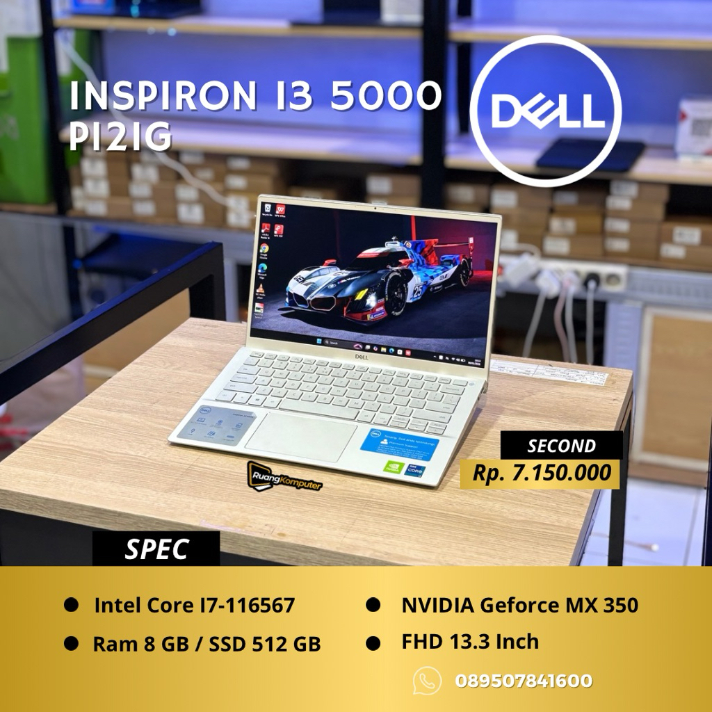 Laptop DELL INSPIRON I3-5000 PI2IG Intel Core I7-116567 RAM 8GB SSD 512 GB FHD 13.3 Inch Second Berg