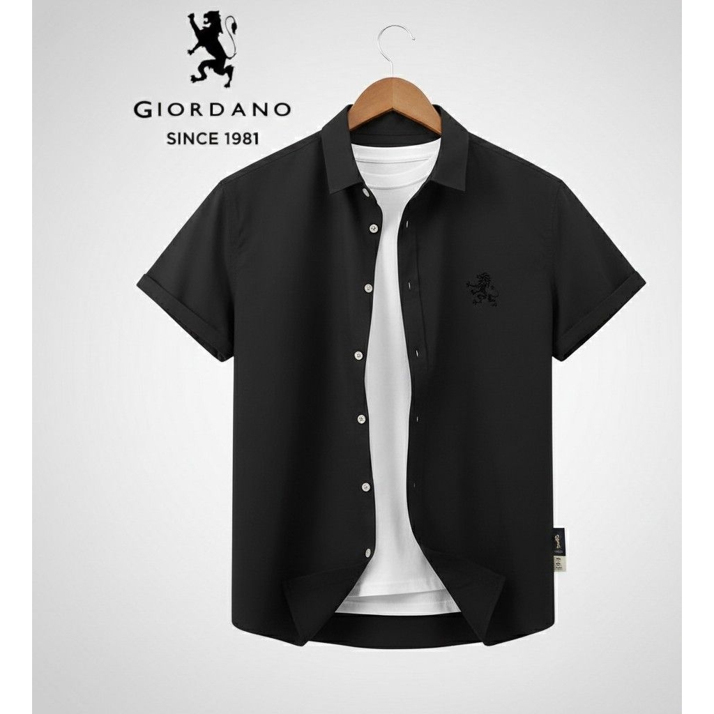Kemeja Giordano 3D Lengan Pendek // Kemeja Lengan Pendek // Kemeja Polos Lengan Pendek Pria