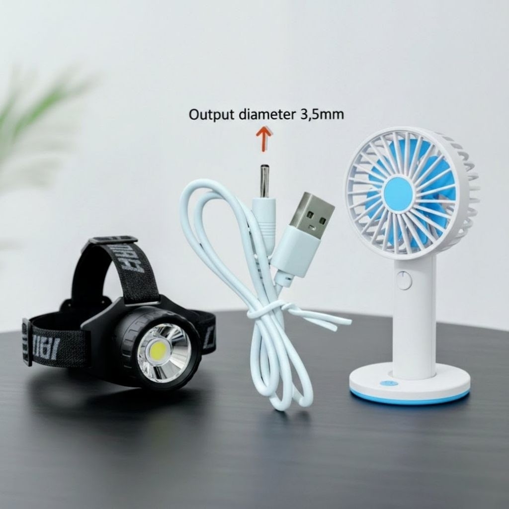 Kabel Usb Cas Charger Buat Senter Swatt, Senter Kepala  Kipas Colokan Bulat