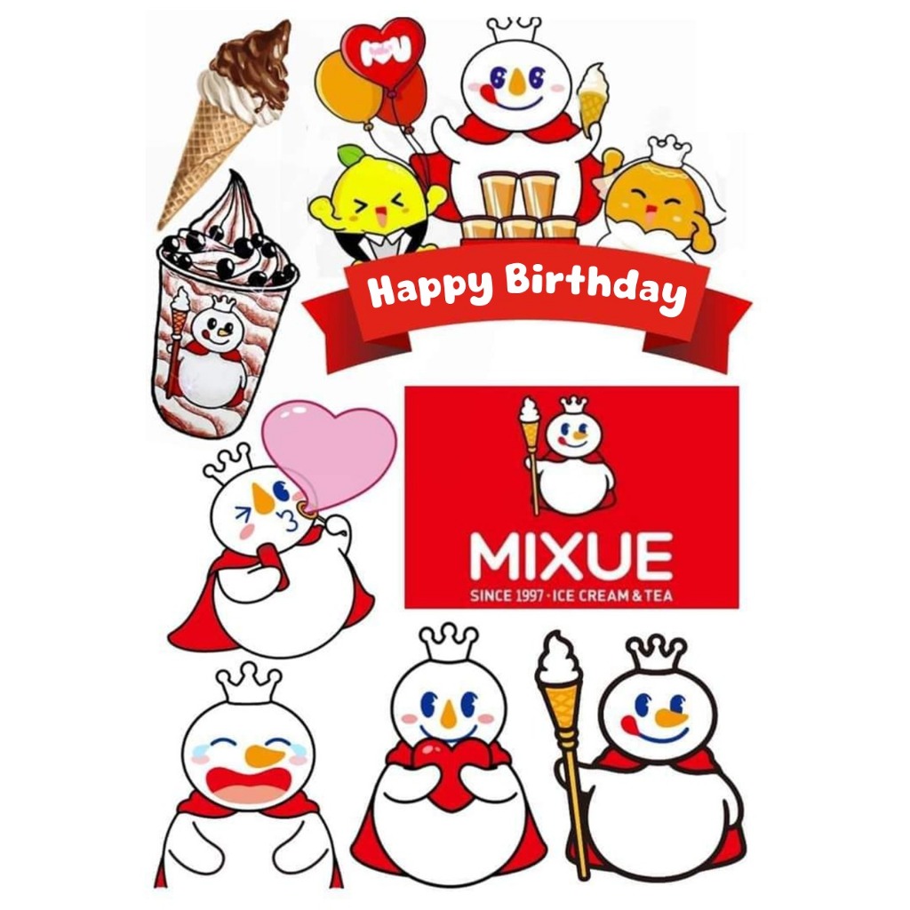 TOPPER Cake MIXUE Ice Cream Custom/Hiasan Kue ULTAH Anak