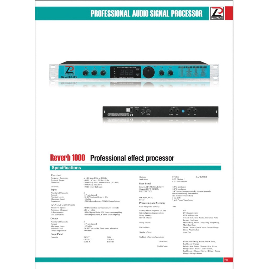 efek vocal Pasline Reverb 1000