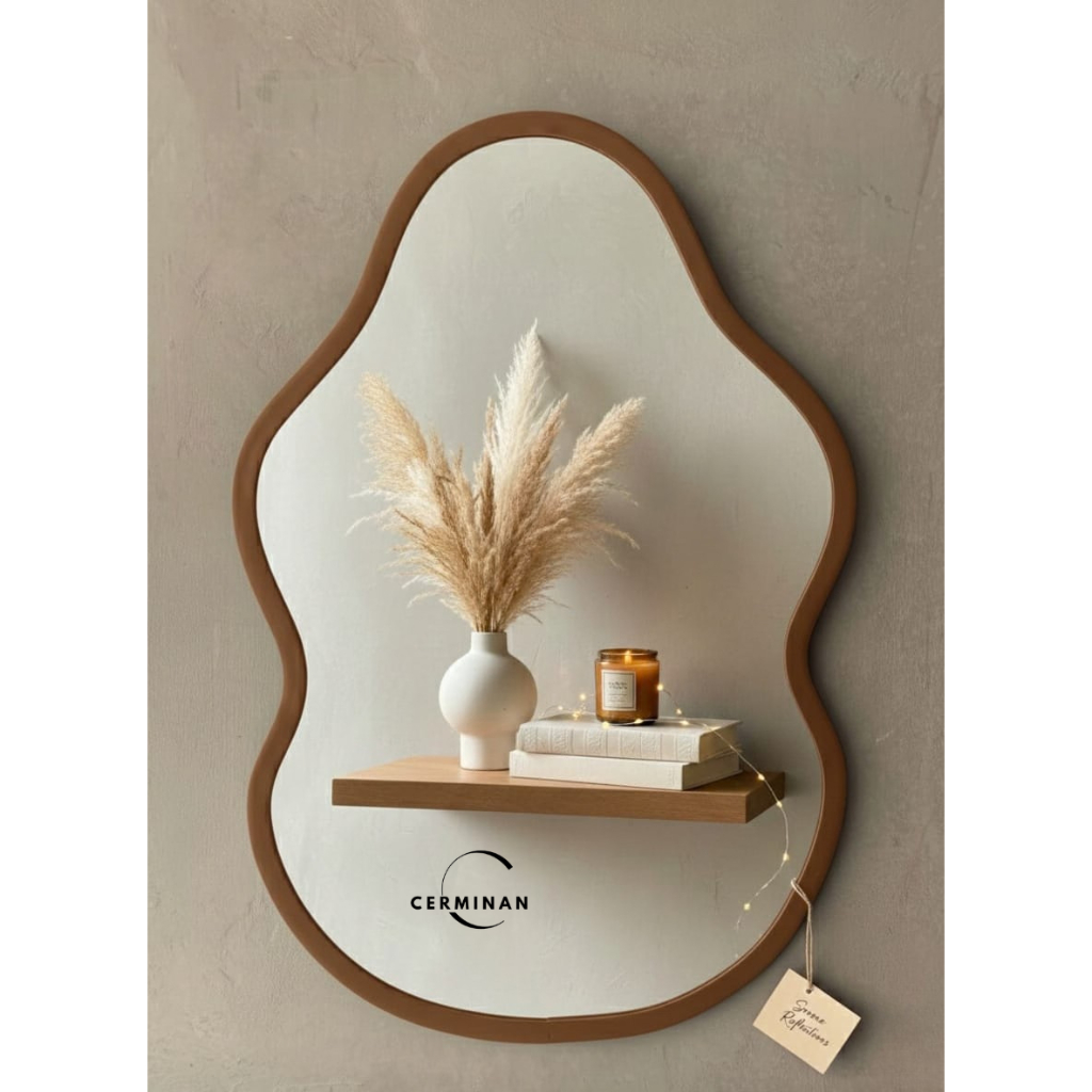 Kaca Cermin Aesthetic Tempel Dinding Meja Rias Wastafel Kamar mandi