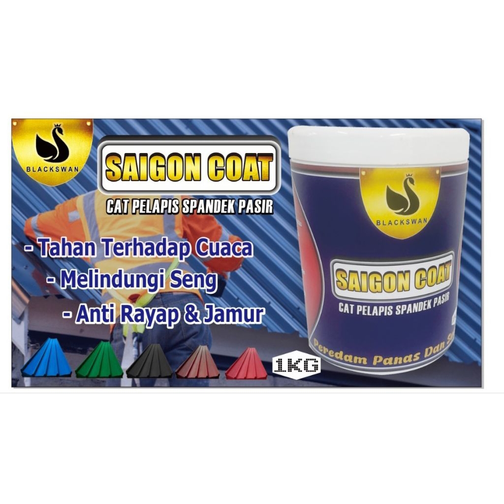 CAT PELAPIS SPANDEK PASIR SAIGON COAT ( 1 KG ) PEREDAM PANAS ATAP SENG MUDAH DIAPLIKASIKAN
