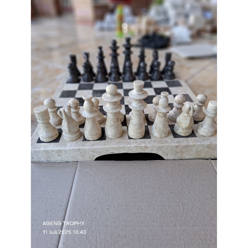 Set Papan Catur Batu Marmer Eksklusif / Marble Chess Set Luxury Handmade