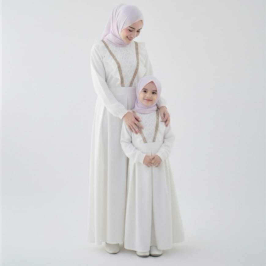 Gamis Couple Ibu Anak Bahan Crinkle Airflow Premium / Gamis Couple Ibu Anak Kekinian