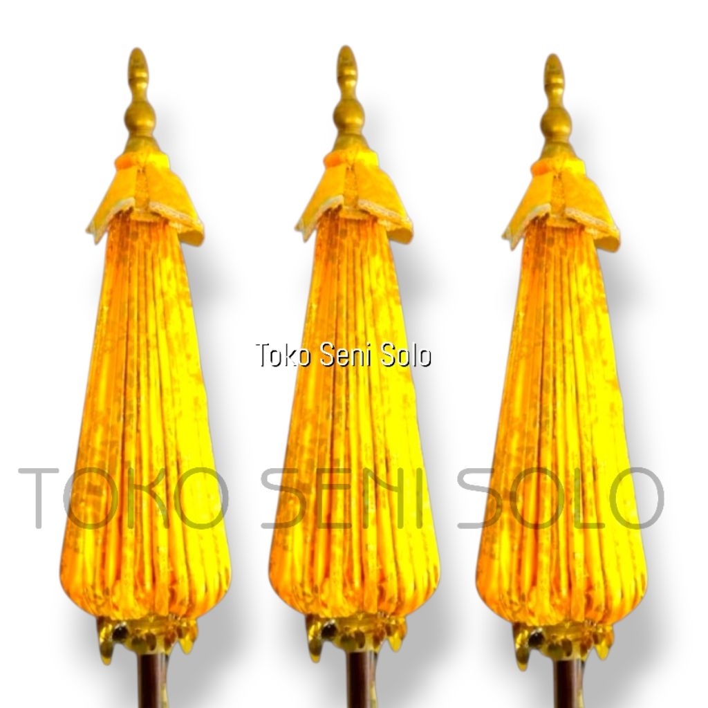 Payung Keraton Kuning Motif Bunga Emas 2 meter / Payung dekorasi pengantin jaranan Tedung Jawa Bali 