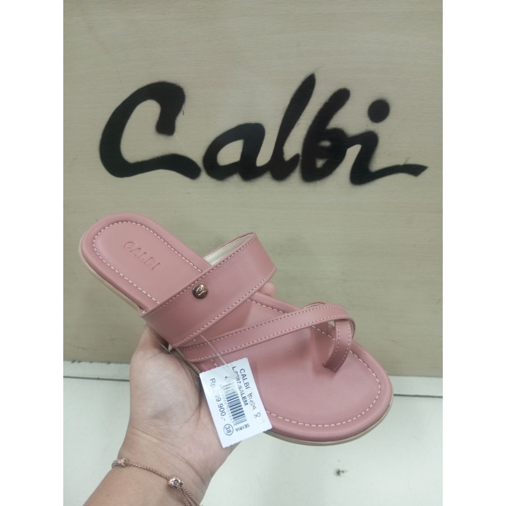 Sandal Wanita Teplek Calbi Original Artikel L 0287 Model Jepit Hak Flat Size 36-40