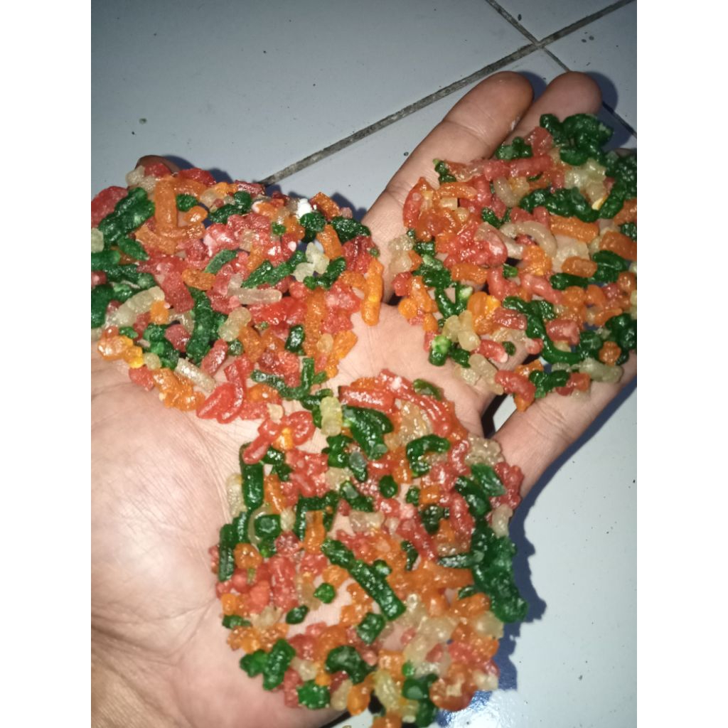 Rengginang rainbow warna warni mentah - 1kg