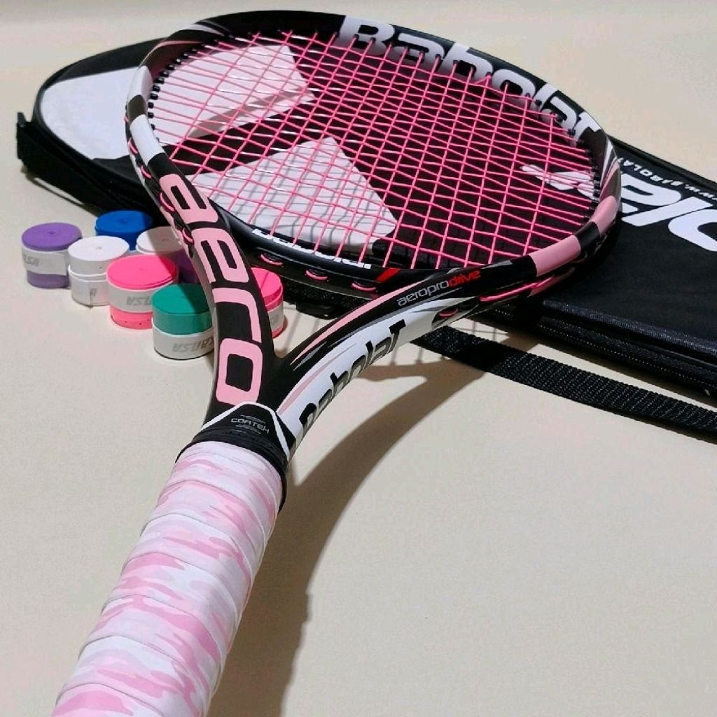 Raket Tenis  Babolat Aero pro Drive Ping Combe Hitam Senar Ping Lengkap Ada Tas Pree Gripe