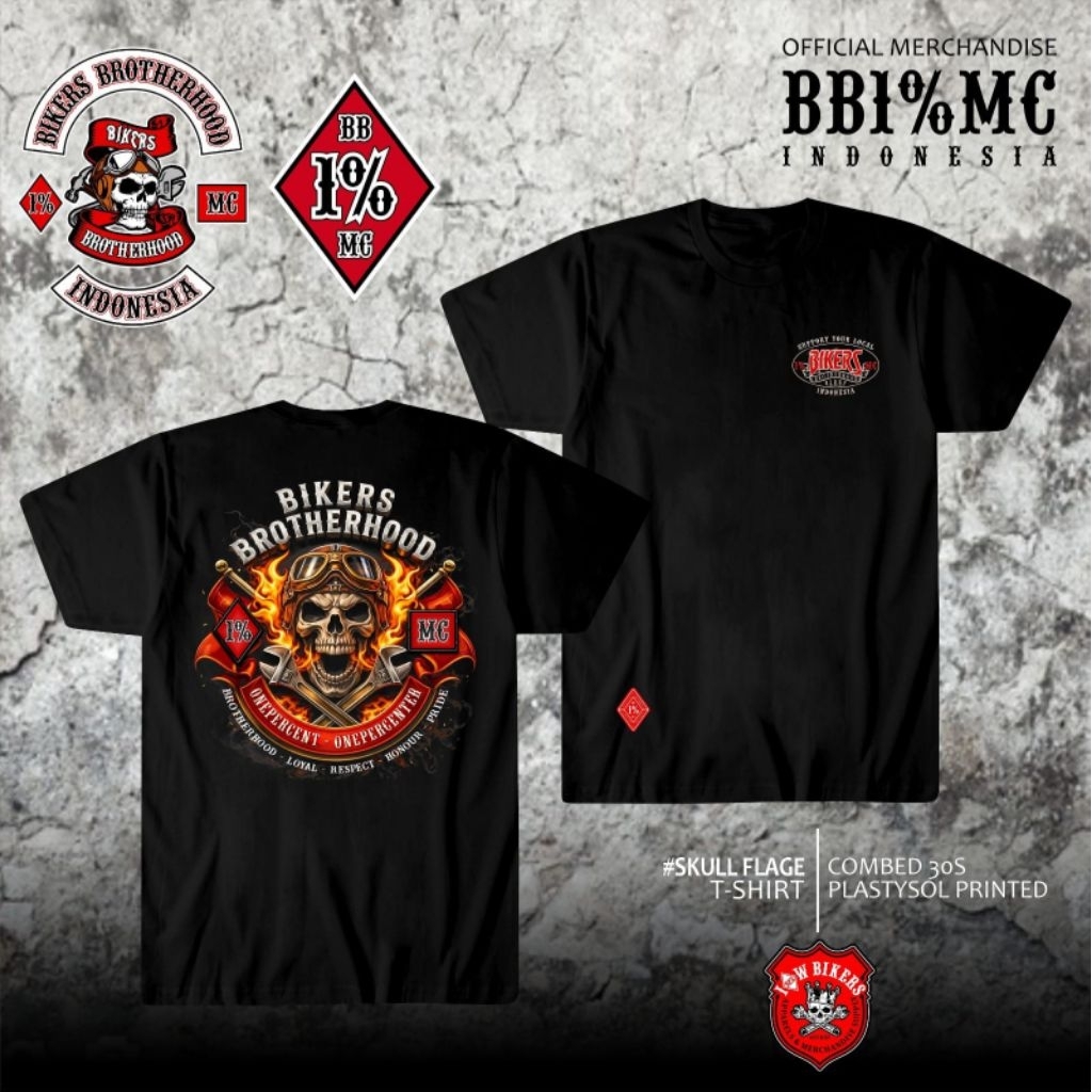 Tshirt Kaos Bikers Brotherhood 1% MC Reguler Original
