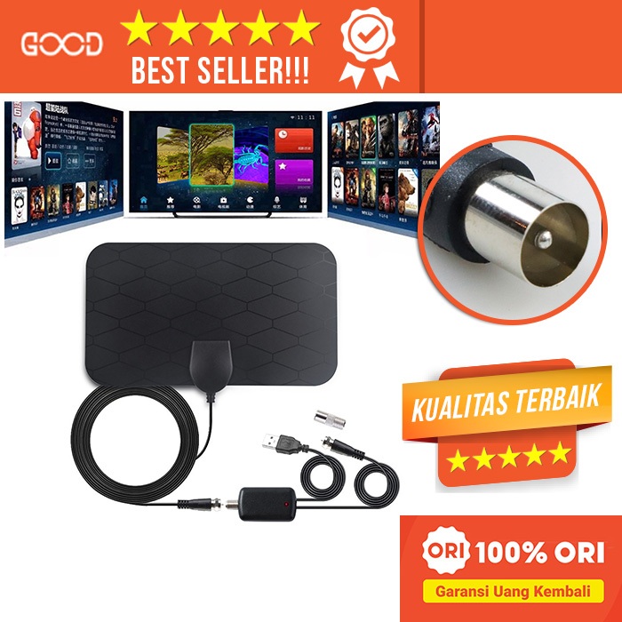 [ORIGINAL] Antena TV Digital Indoor DVB-T2 4K Ultra HD Signal Booster Amplified Jernih Tanpa Semut