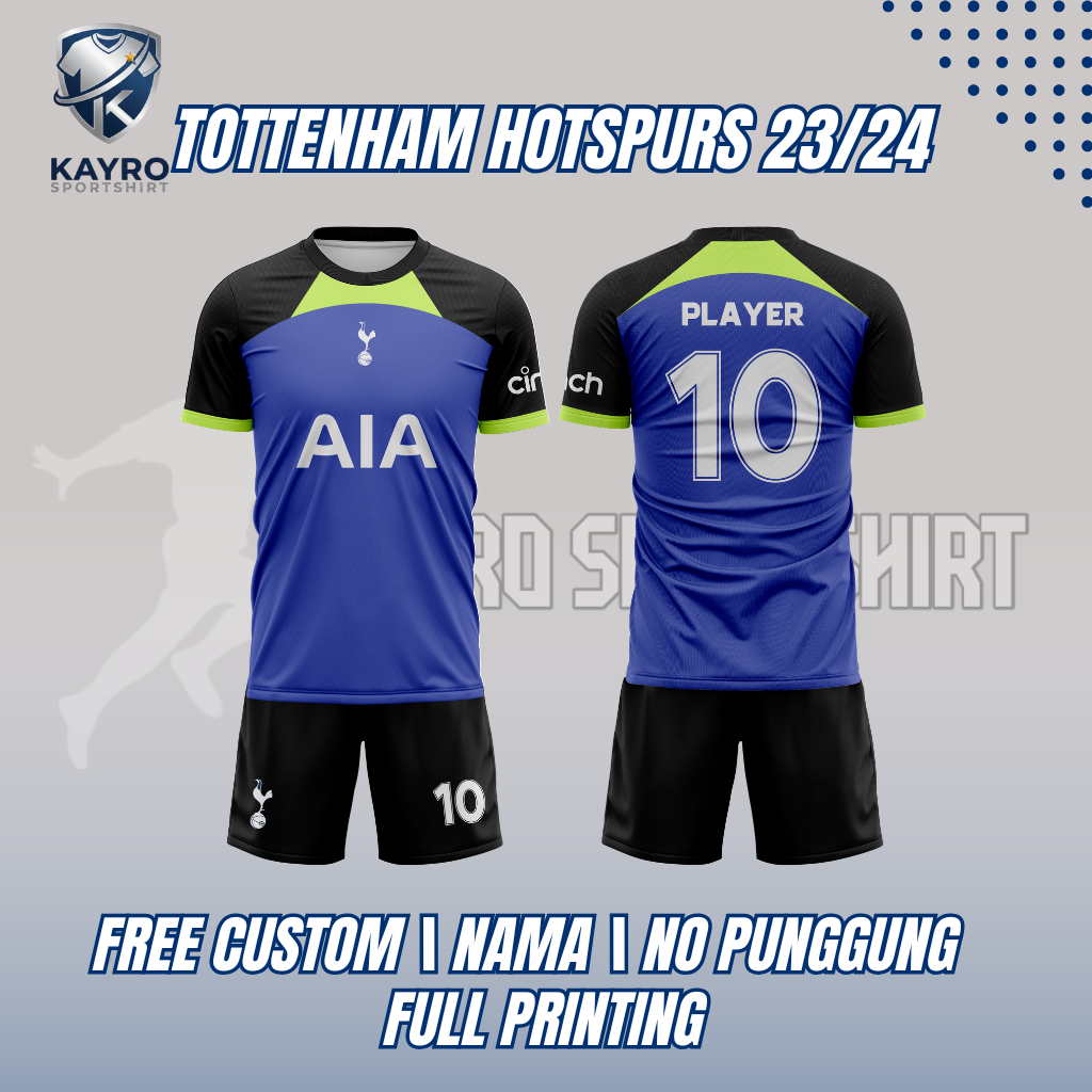 Jersey Bola Tottenham Hotspur Away 2022/2023 Full Printing Free Custom Nameset Dryfit Anak Dewasa Un