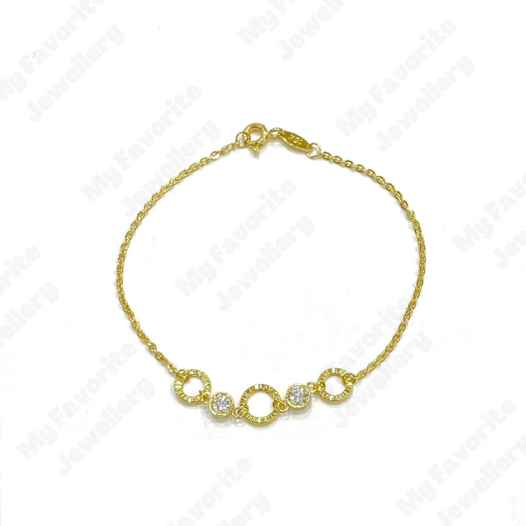 Gelang Fancy Bulat Permata Emas Asli Kadar 700 16K