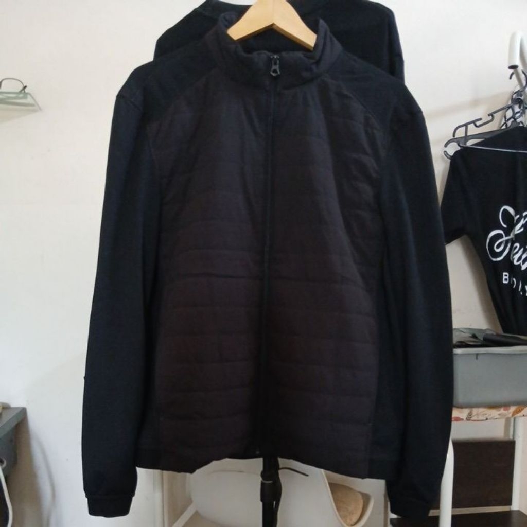 Jacket hybrid warna coklat hitam ziper embos ZARA second Original size L ld 110cm Pjg 69cm mulus no 