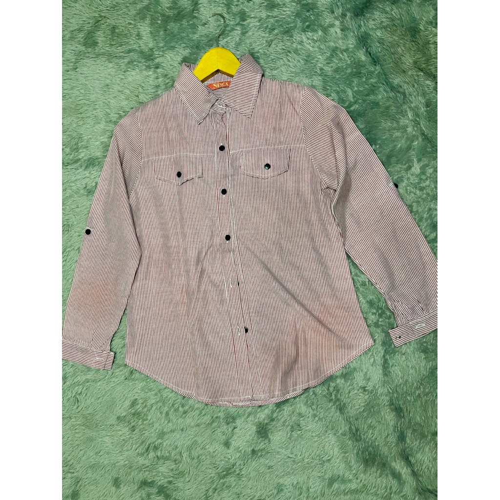 Kemeja salur pink