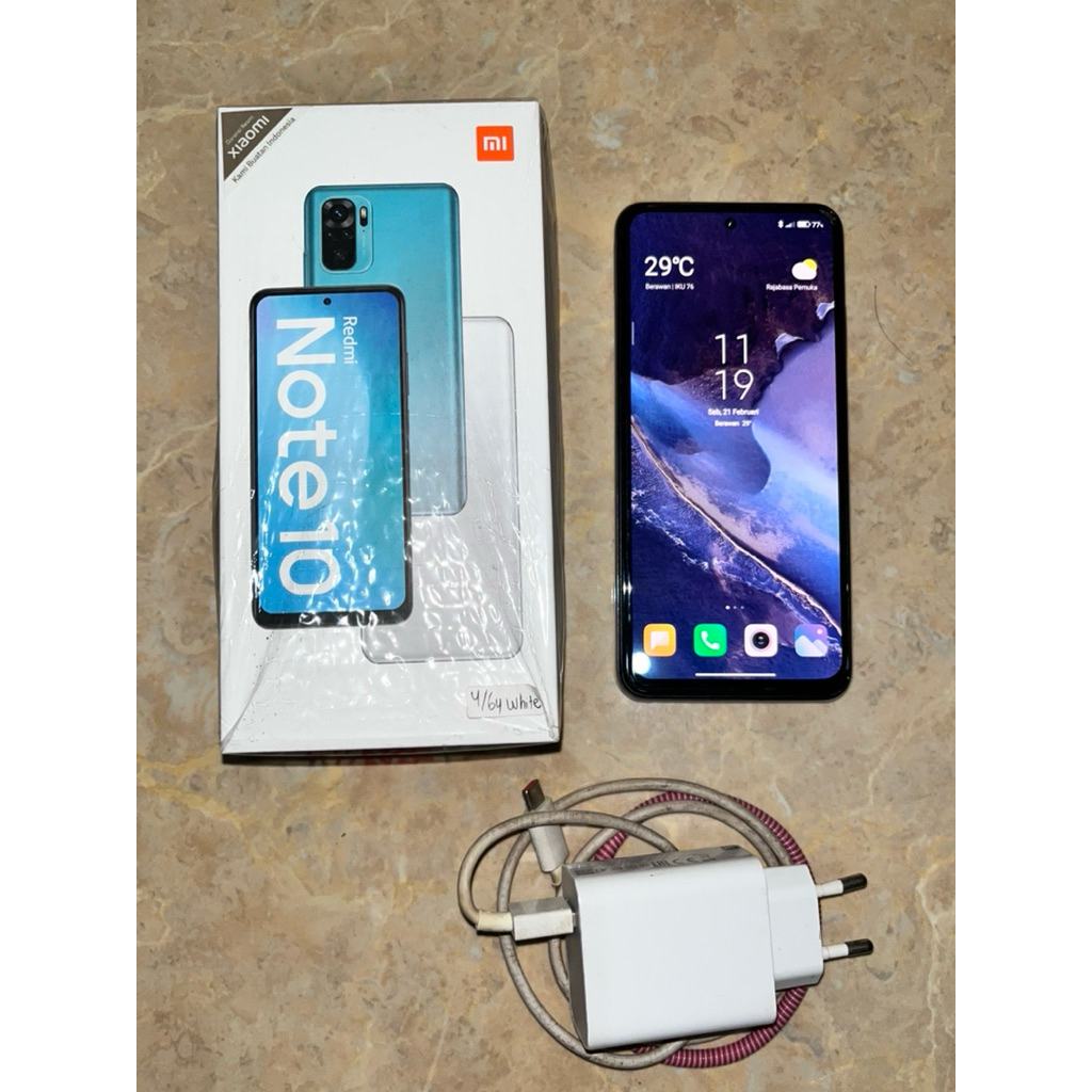 Hp Xiaomi Redmi Note 10/10s RAM 4/64 Gb White Second Handphone Bekas Murah