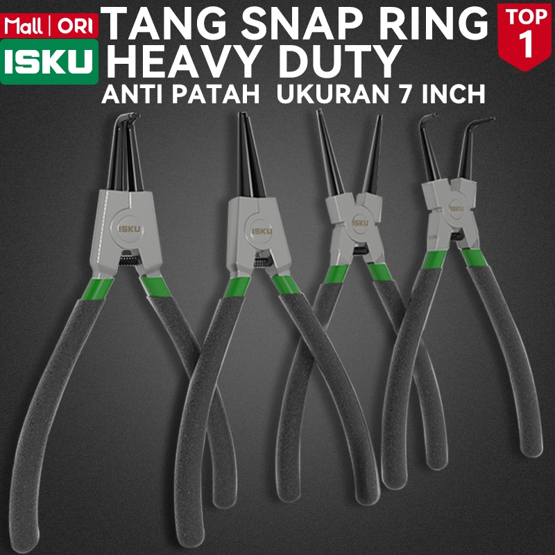 ISKU Tang Spi 7 Inch 180mm Snap Ring Pliers Tang Circlip Buka Tutup Lurus Bengkok Internal External 