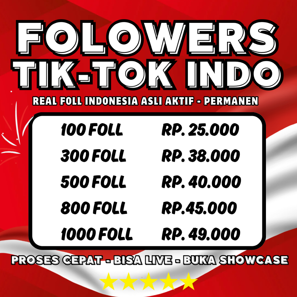 PROMO FOLL INDO Followers TikTok Indo Cepat Aman Aktif Permanen 1000 Foll Real Akun Indonesia Bergar