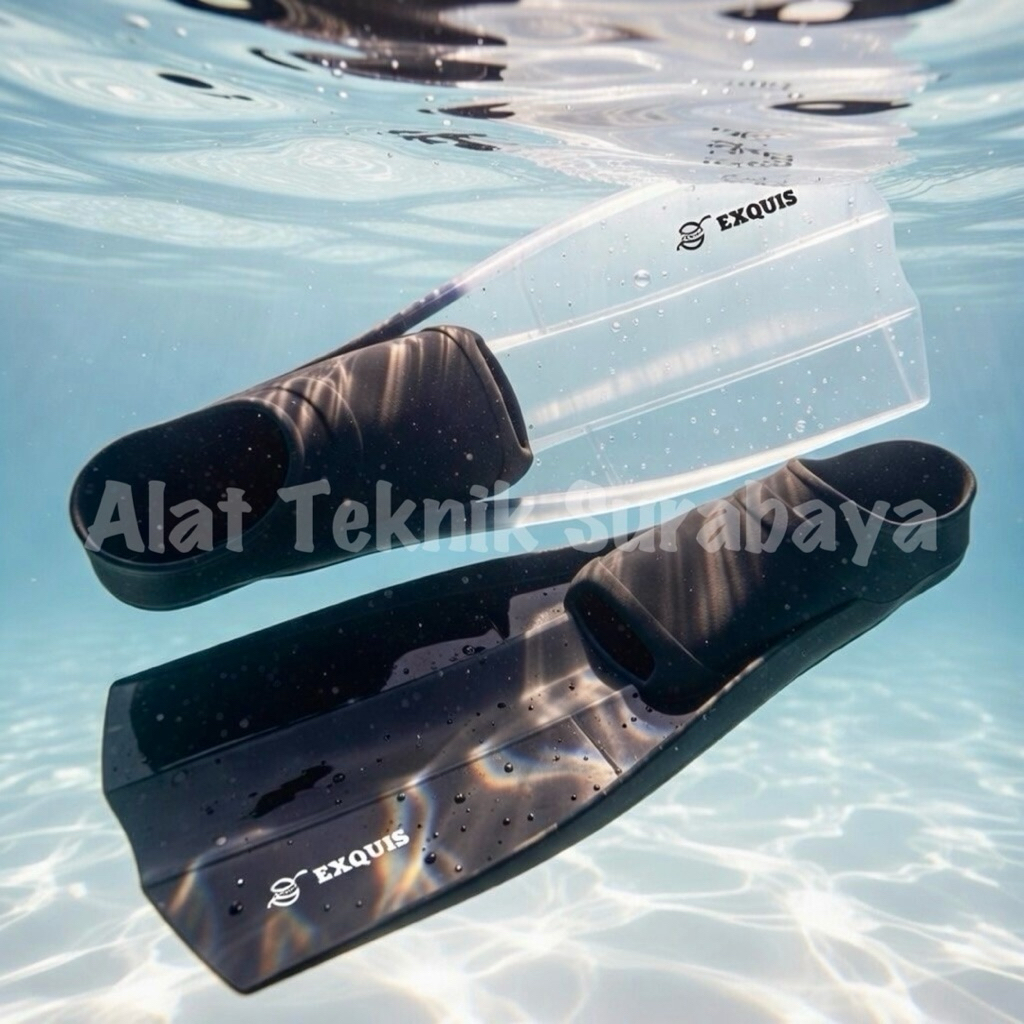 ISI 1 PASANG DIVING SHOES FINS FIN EXQUIS HITAM / TRANSPARANT SIZE M L XL TAIWAN SEPATU KATAK SELAM