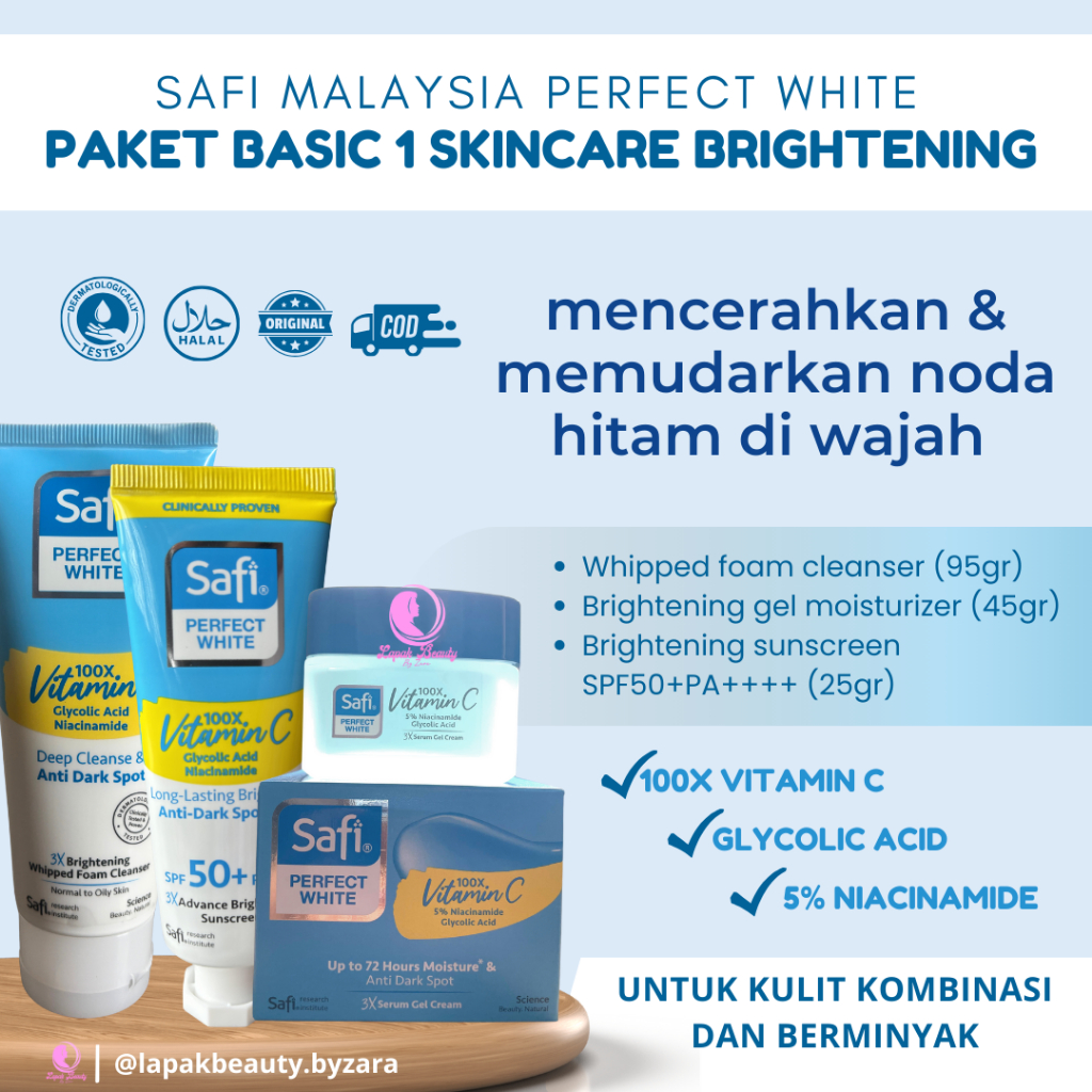 Paket Safi Brightening Flek Bintik Hitam Bekas Jerawat Perfect White Safi Malaysia