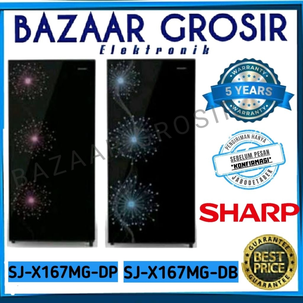 KULKAS 1 PINTU SHARP 128L SJ-X167MG-DP / SJ-X167MGDP / SJ-X167MG-DB SHINE DANDELION SERIES