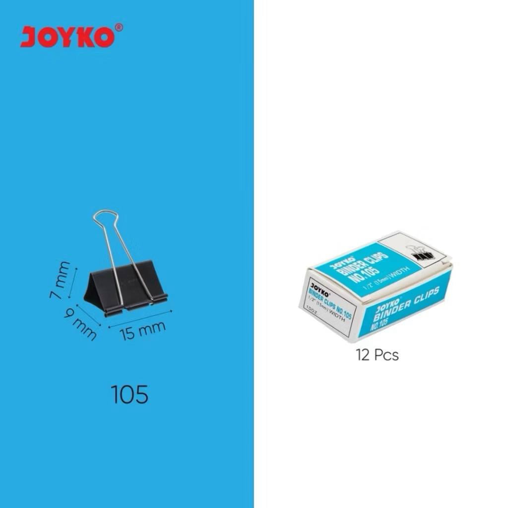 BINDER CLIP MINI JOYKO NO.105 (1 BOX ISI 12 PCS)