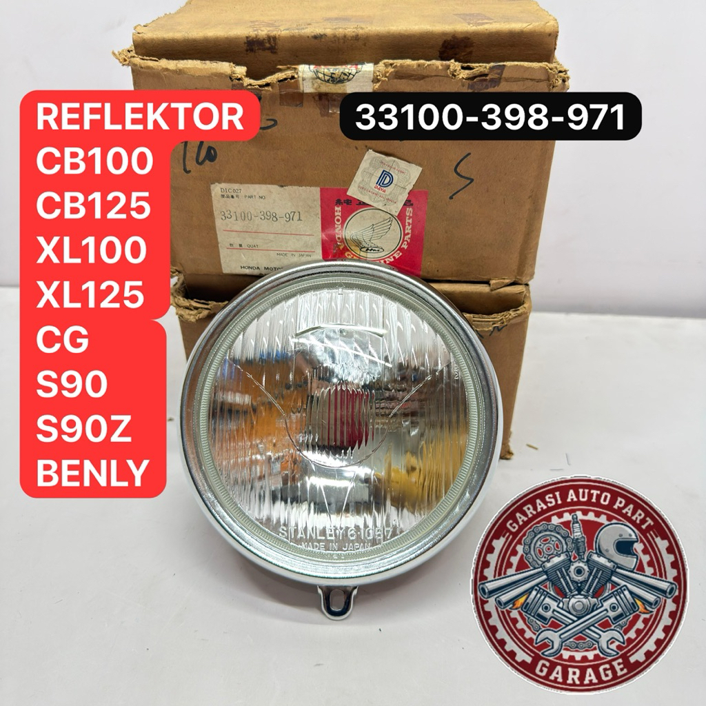 REFLEKTOR LAMPU DEPAN HONDA CB100, CB125, XL100, XL125, CG, S90, S90Z CB XL CG 100 125 ORIGINAL NOS 