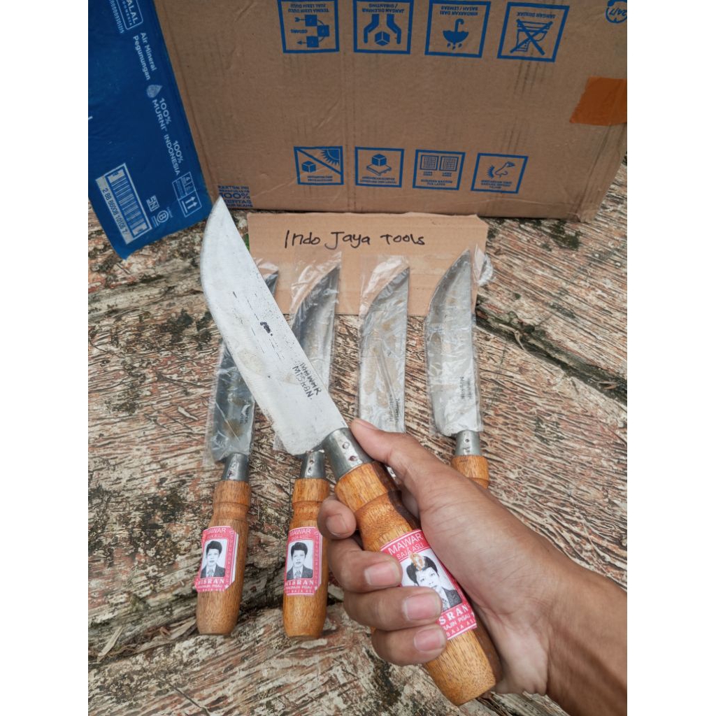 Pisau dapur baja lengkung Besar 35cm / Pisau cacah mawar baja asli
