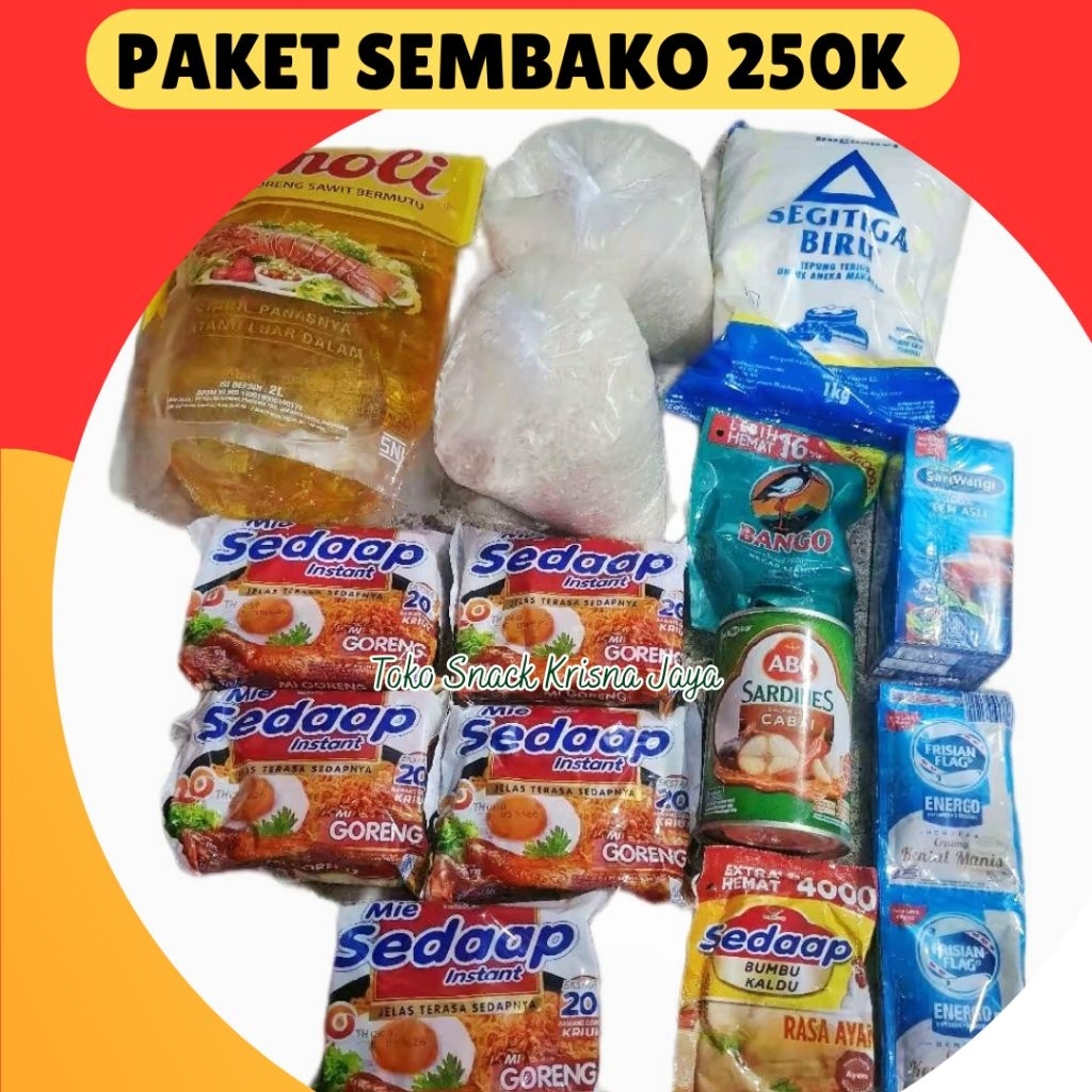 PAKET BAHAN POKOK SEMBAKO KOMPLIT LENGKAP MURAH 250 K
