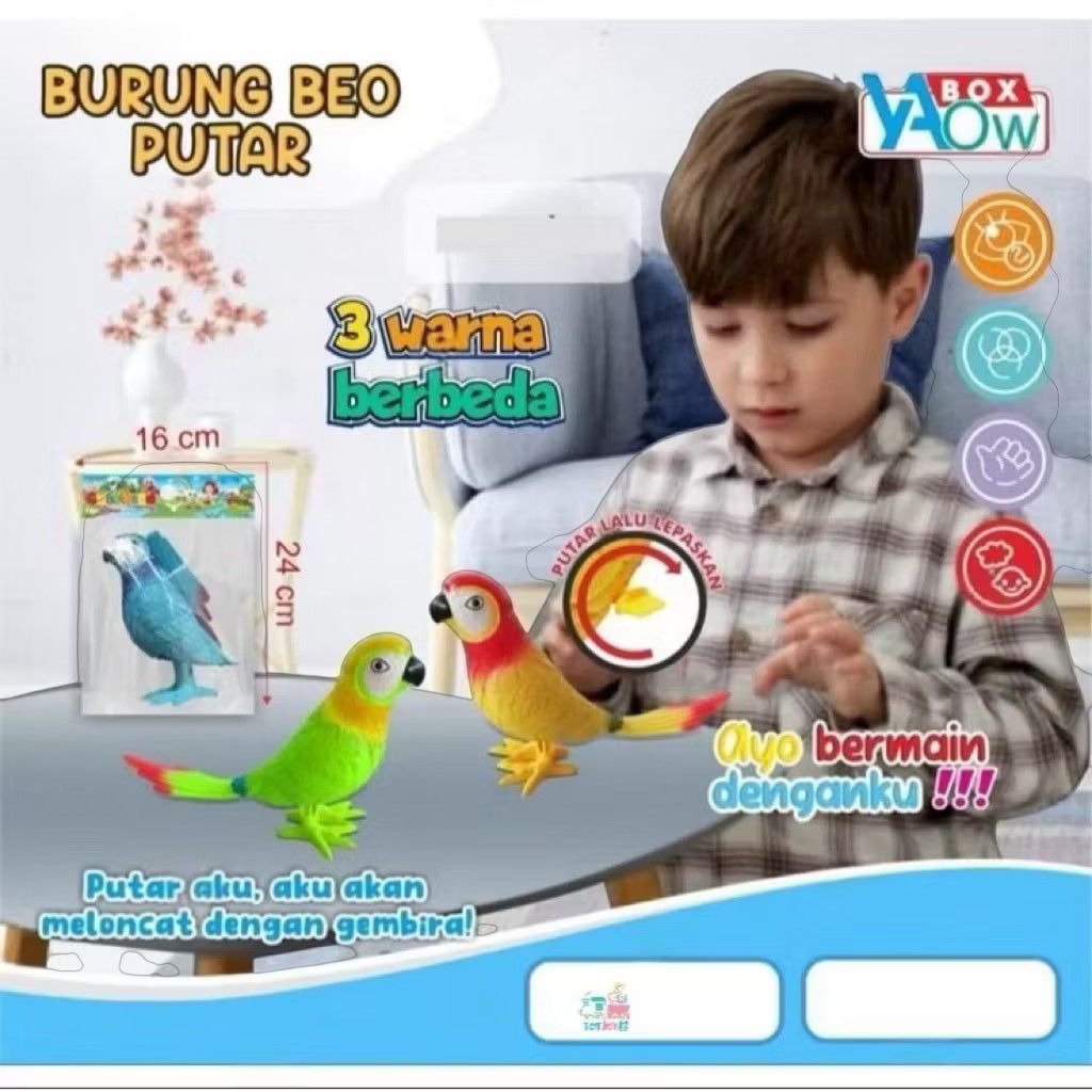 Mainan Anak Burung Beo Putar / Mainan Burung
Beo Putar Meloncat / Burung Beo Putar
