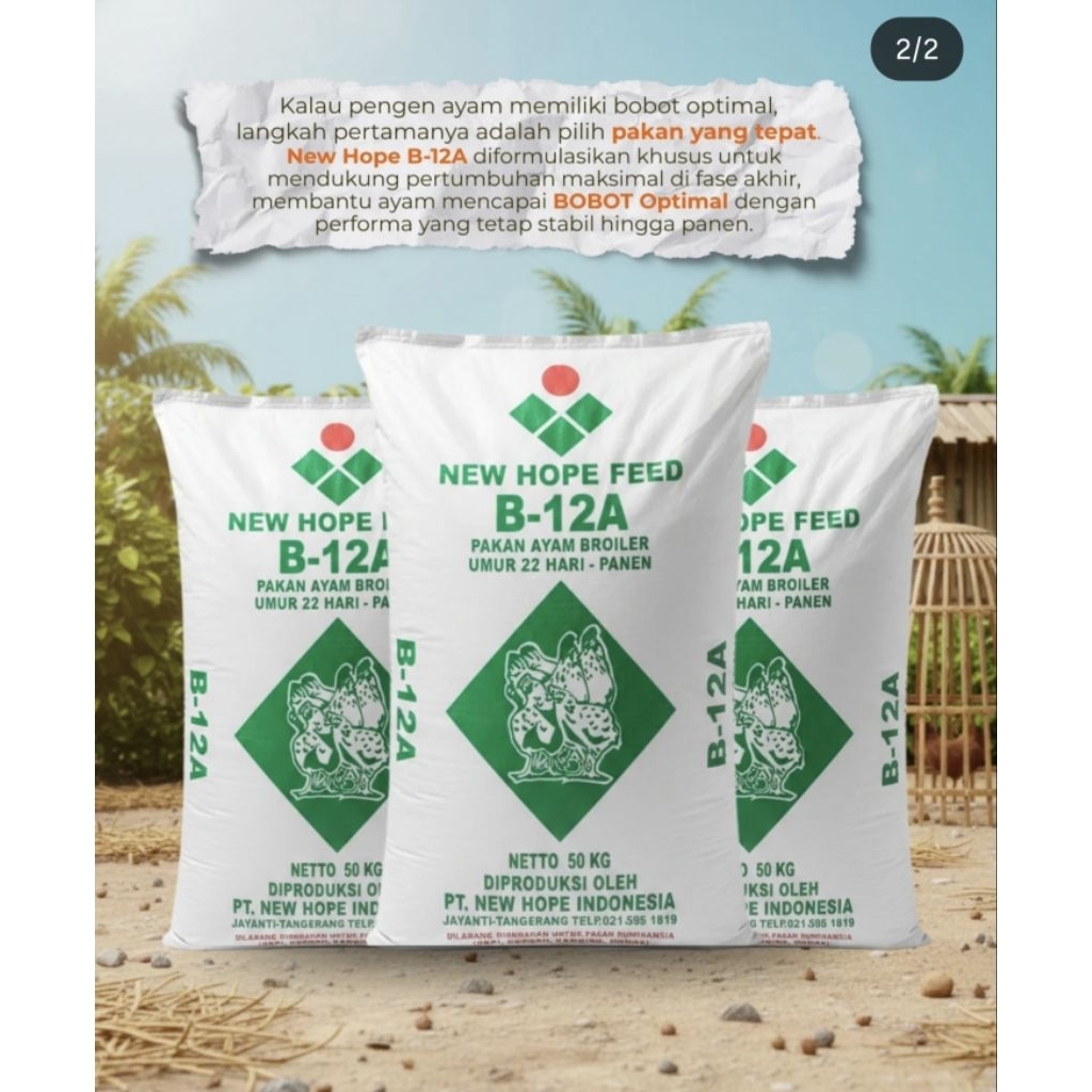 Pakan Ayam Broiler Grower B12A New Hope Repak 1 kg