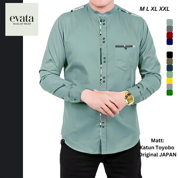 Kemeja Muslim Lengan Panjang Katun Premium Japan