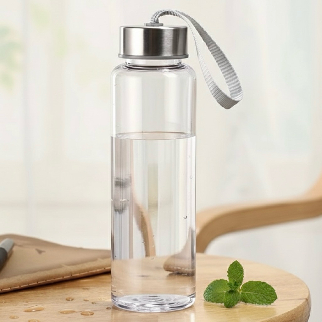 Botol Air Minum Kaca Bening Tumbler Transparan Souvenir (420ml)