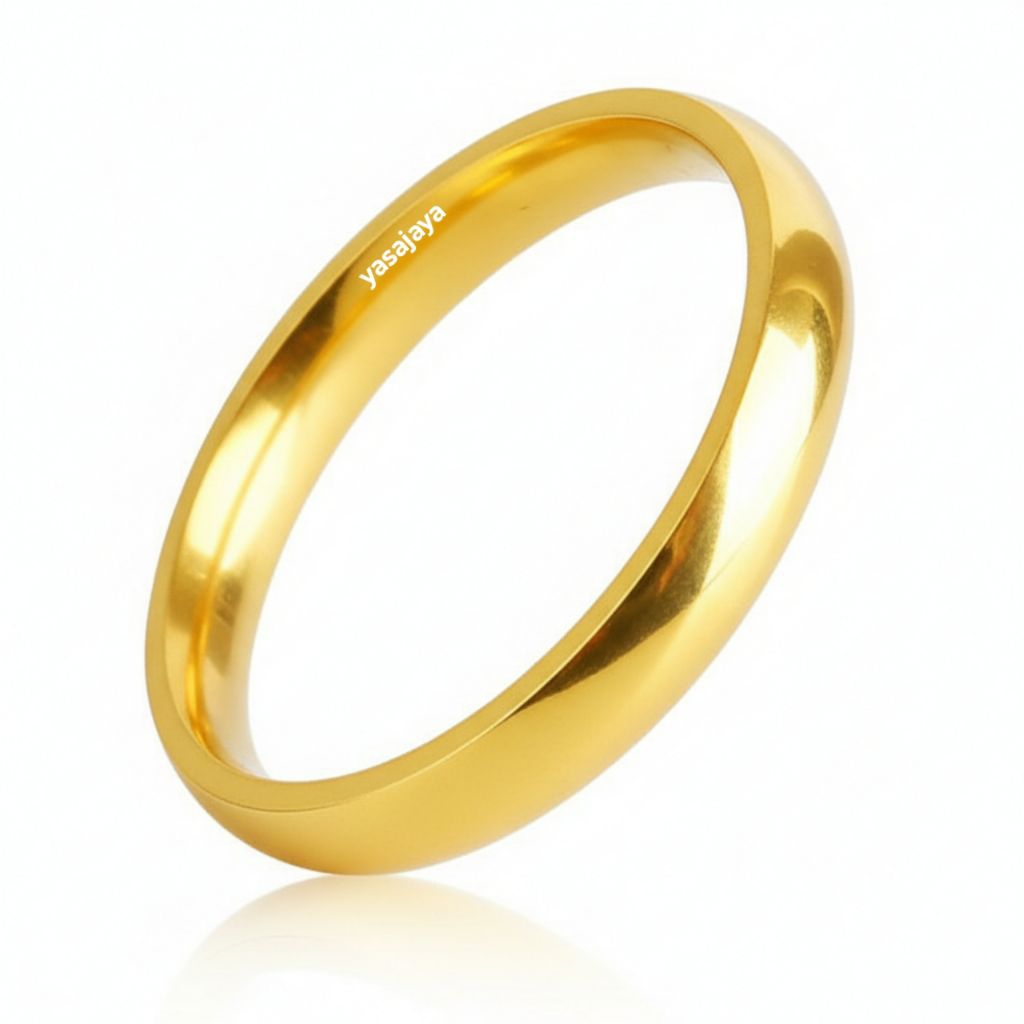 Cincin titanium/couple polos sedang warna kuning harga termurah