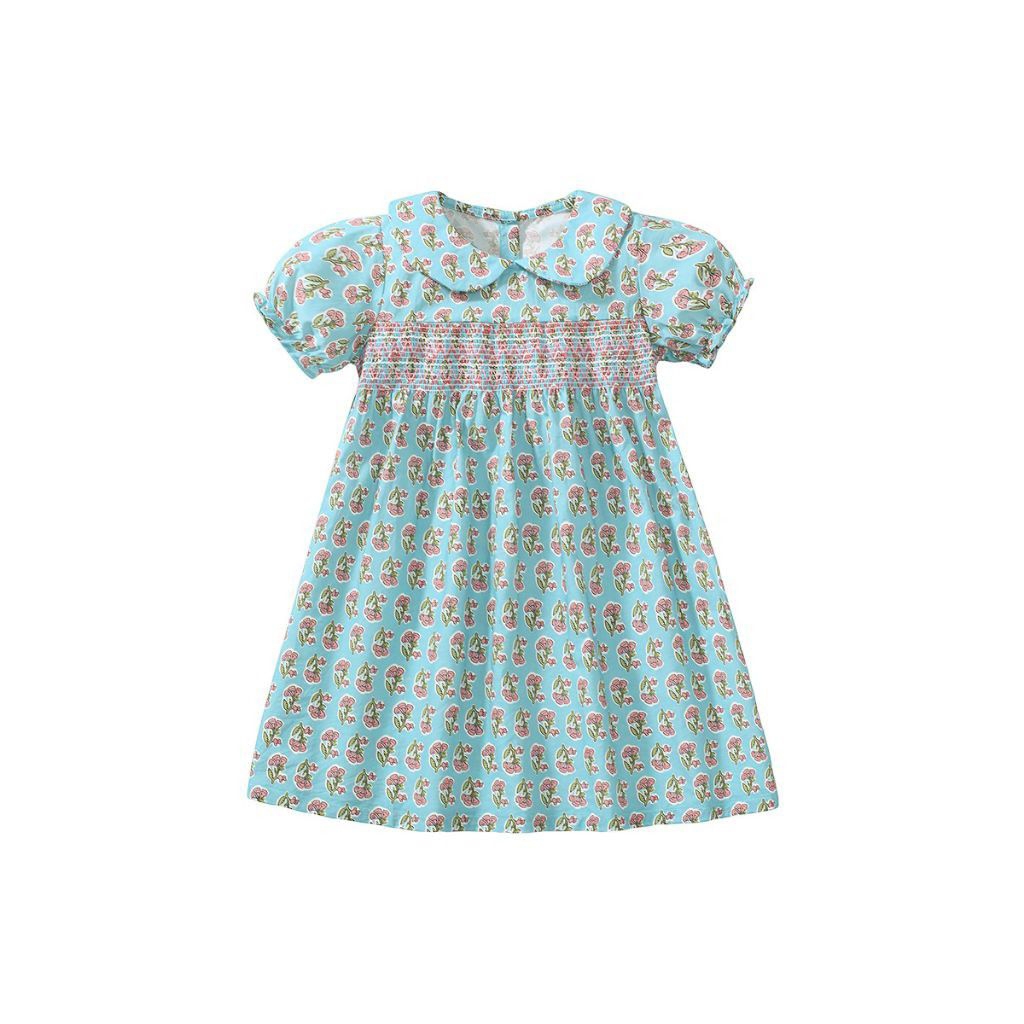 little maven dress anak perempuan / dress bunga vintage / smocked dress