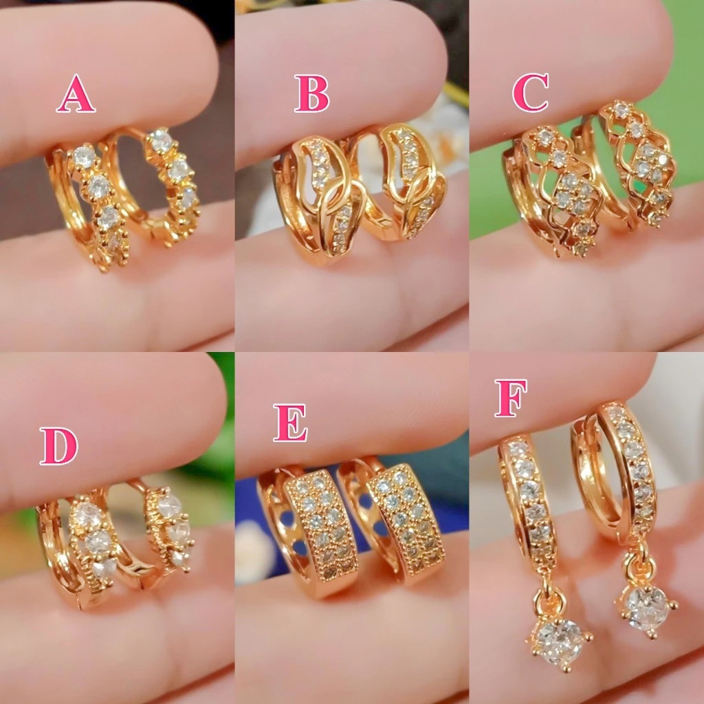 [kenten] anting jepit permata simple mewah xuping korea
