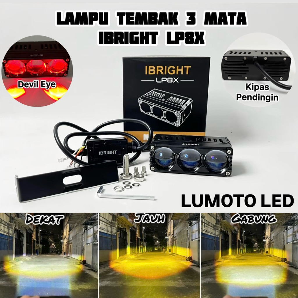 Ibright LP8X - Lampu Tembak Biled Blue lens 3 Mata