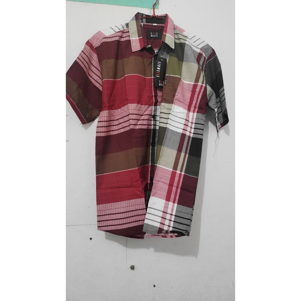 kemeja Pria Kotak kotak flanel Merah