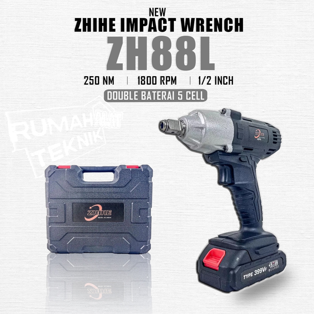 BOR IMPACT WRENCH ZH88L NEW 1/2 INCH 400NM 2 BATERAI FULLSET ACC  ZHIHE ZH88L NEW SUPPORT BY XAPR