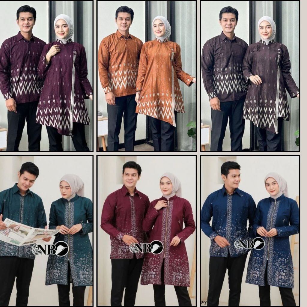 Batik Couple Set Couple Sarimbit Lebaran Baju Batik Modern Pasangan Atasan Tunik Kemeja Raya Series 