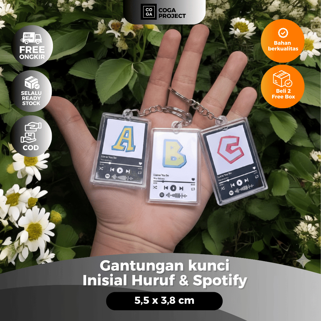 (Model 1) Keychain Huruf Ganci Inisial Gantungan Kunci Huruf Keychain Akrilik