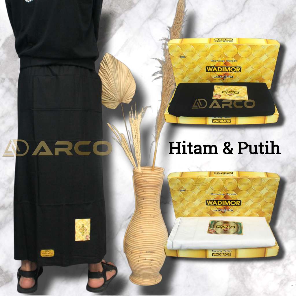 Sarung wadimor Premium Hitam Putih Polos Non Tumpal Tanpa Garis Dewasa Original