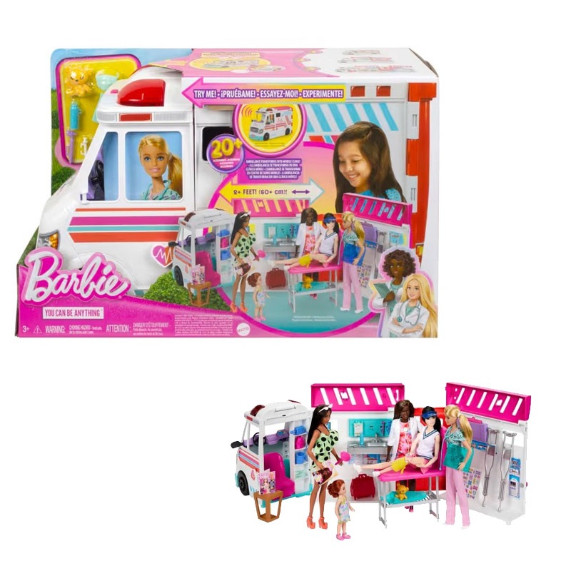 Barbie Care Clinic Playset - Ambulans 2-in-1 & Klinik Dokter Original Mattel dengan 20+ Aksesoris