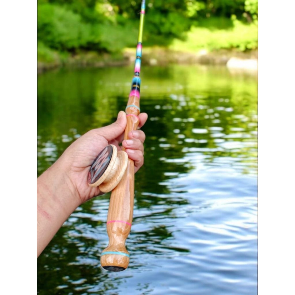 yoyo lagend joran manual denga. reel katrol kayu joran udang galah