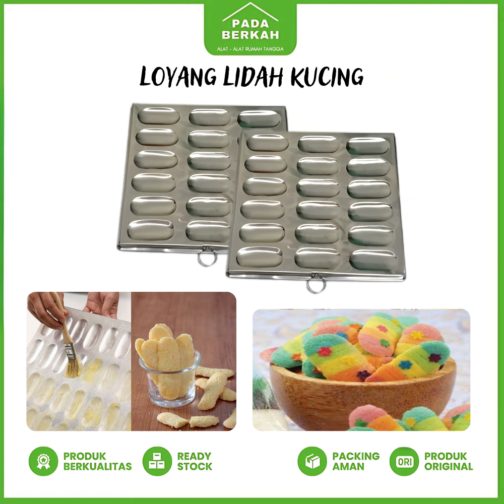 Loyang Lidah Kucing/ Cetakan Kue Lidah Kucing/Cetakan Kue Kering Lidah Kucing (18 Lubang) Alumunium/
