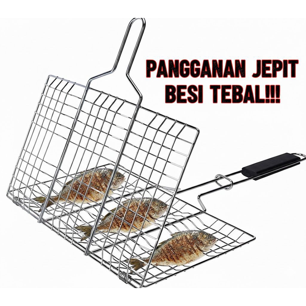 Panggang Jepit Ikan JUMBO!! Besi Tebal – Alat Bakar BBQ Anti Karat